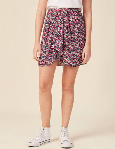 Jupe droite fluide noir femme