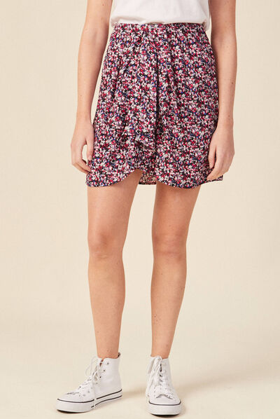 Jupe droite fluide noir femme