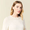 Pull manches longues perles ecru femme