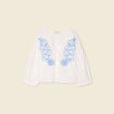 Blouse manches 3/4 brodée ecru femme
