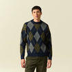 Pull col rond manches longues bleu marine homme