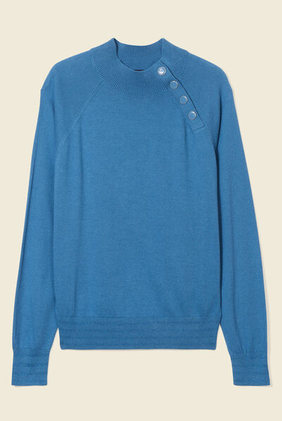 Pull manches longues bleu gris femme