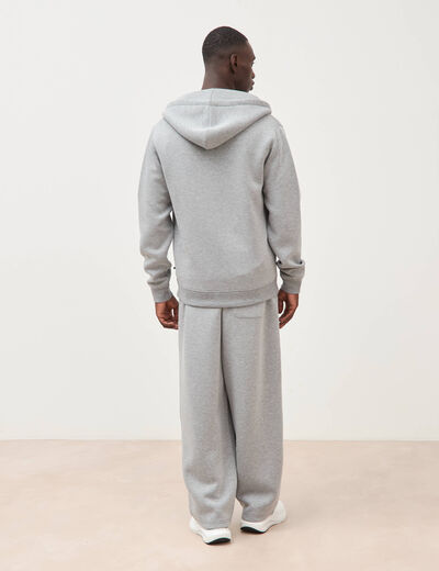 Sweat ample &agrave; capuche manches longues gris clair homme
