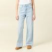Jeans large taille haute denim bleach femme