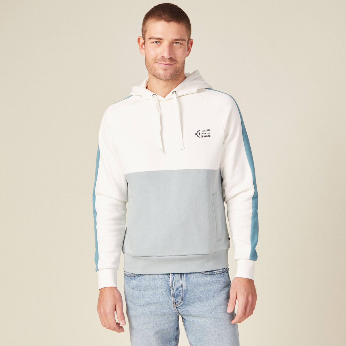 Sweat éco-responsable bleu gris homme