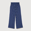 Pantalon large taille haute bleu marine femme