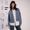 Gilet imprimé manches longues bleu femme