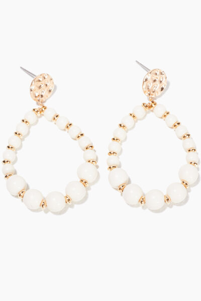 Boucles d'oreilles pendantes ecru femme