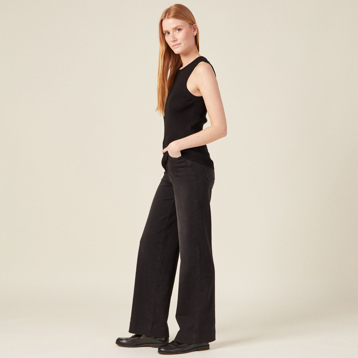 Pull débardeur éco-responsable noir femme