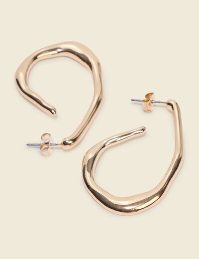 Cr&eacute;oles asym&eacute;triques couleur or femme