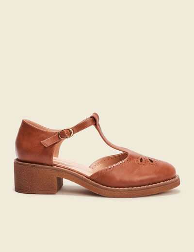 Sandales salomé à talons marron femme