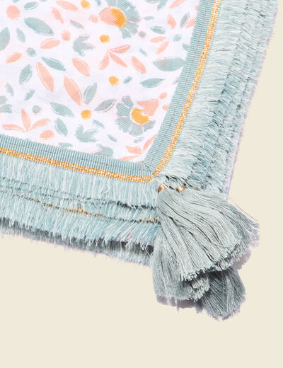 Foulard franges et pampilles vert kaki femme