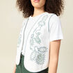 Gilet sans manches brodé ecru femme