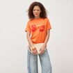 T-shirt droit col rond manches courtes orange femme