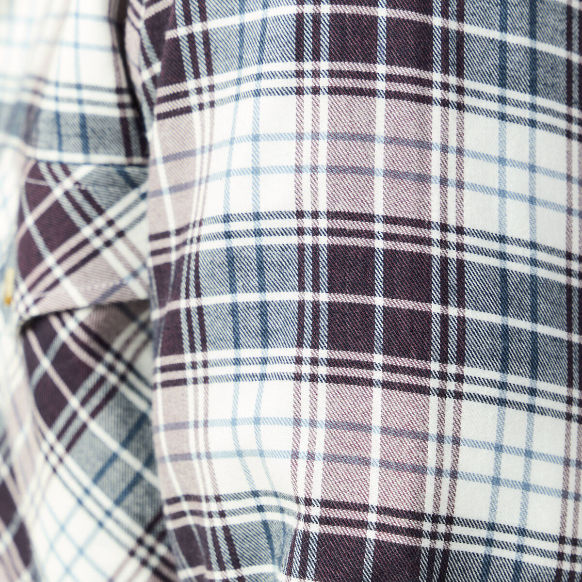 Chemise &agrave; carreaux manches longues ecru homme
