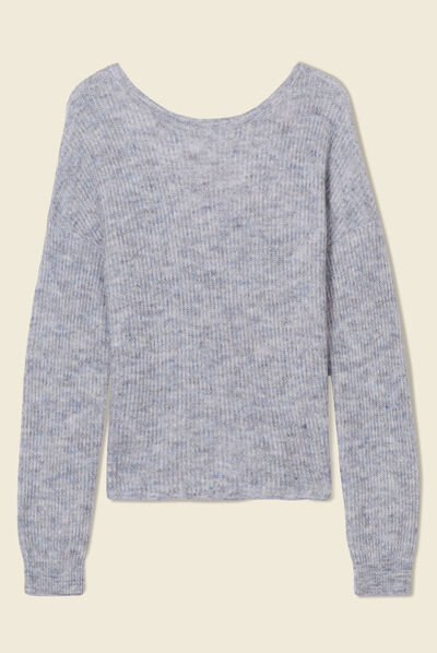 Pull manches longues gris femme