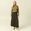 Pull manches longues col rond vert kaki femme