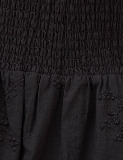 Robe col c&oelig;ur &agrave; bretelles en coton noir femme