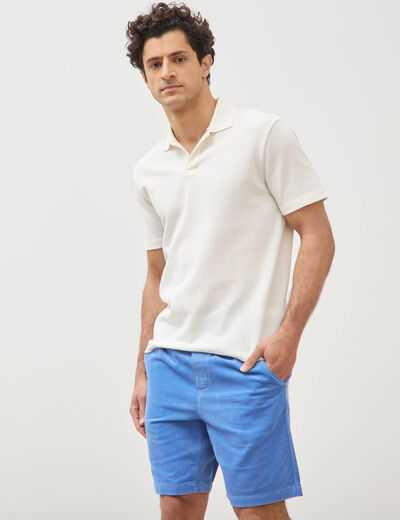 Bermuda en velours bleu violet homme