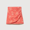 Jupe fluide doubl&eacute;e rouge corail femme