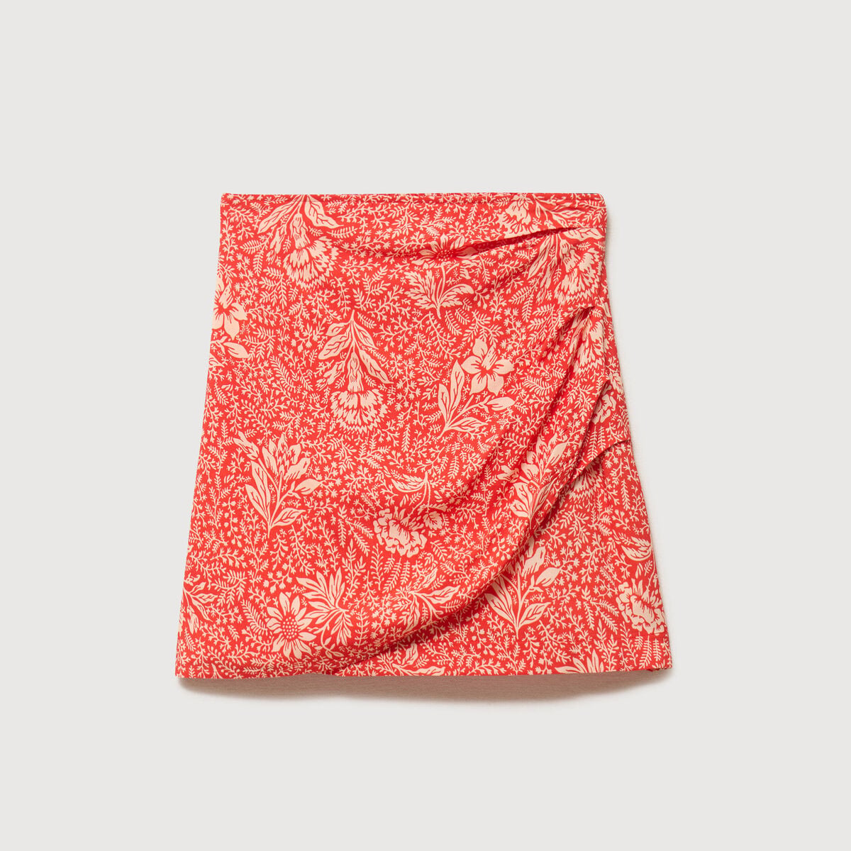 Jupe fluide doubl&eacute;e rouge corail femme