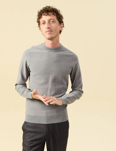 Pull col rond manches longues gris homme