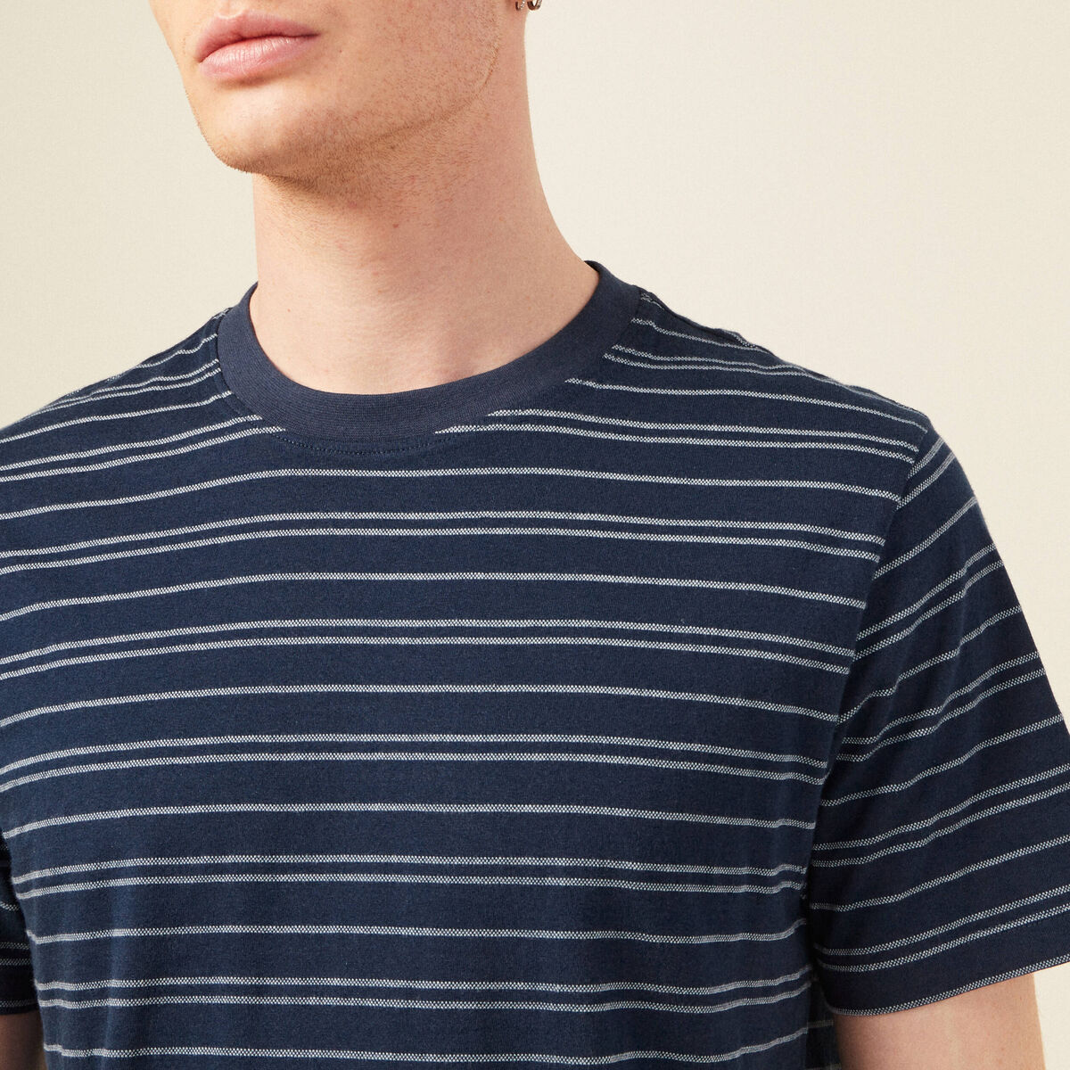 T-shirt en coton manches courtes bleu marine homme