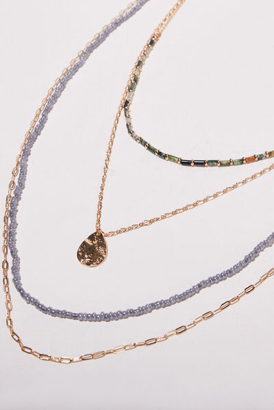 Collier multirangs couleur or femme