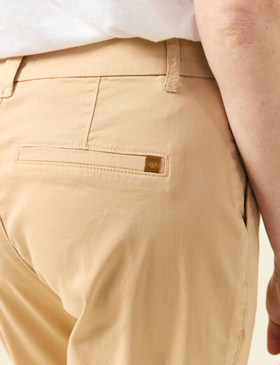 Pantalon chino cigarette beige femme