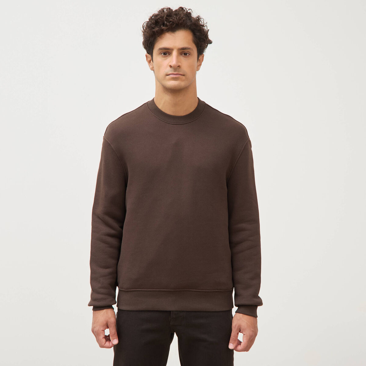 Sweat manches longues marron homme