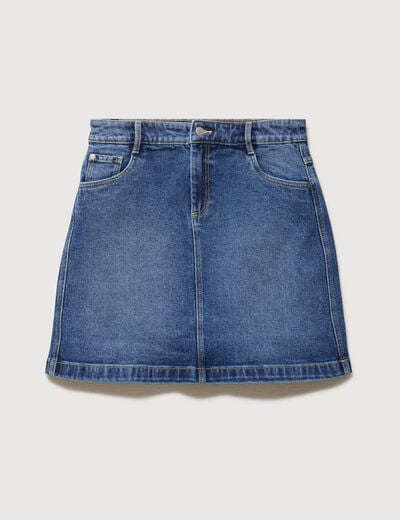 Mini-jupe en jeans bleu gris femme