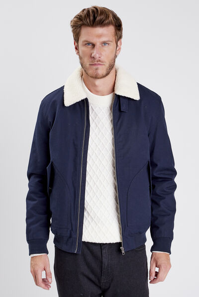 Blouson droit éco-responsable bleu marine homme