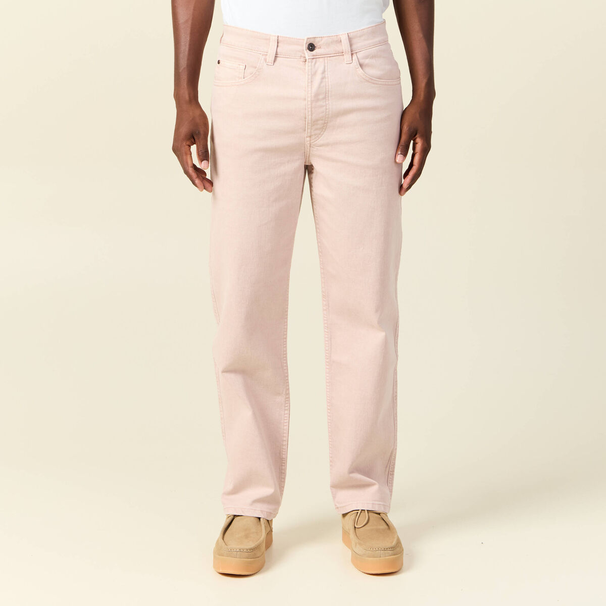 Jeans relax 5 poches rose homme