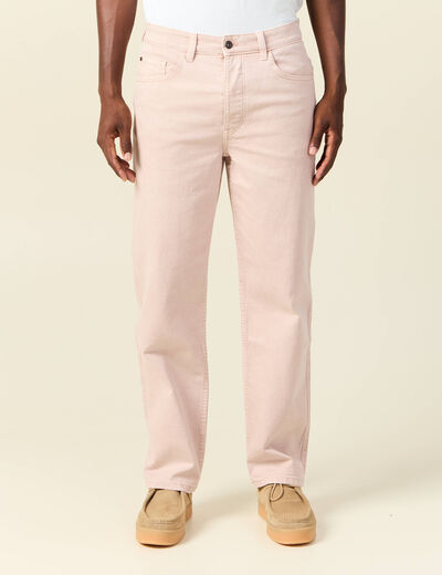 Jeans relax 5 poches rose homme