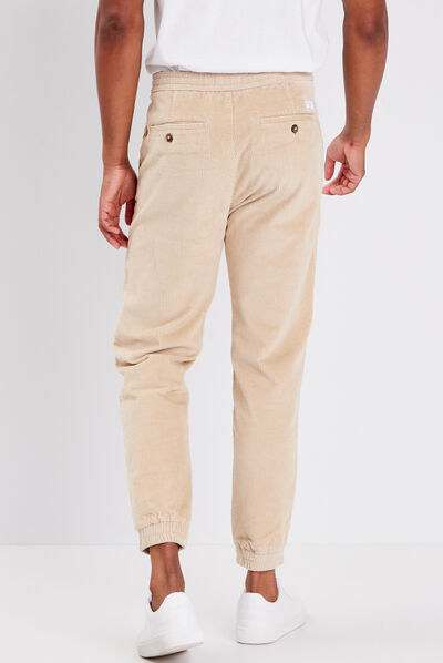 Pantalon jogger velours beige homme