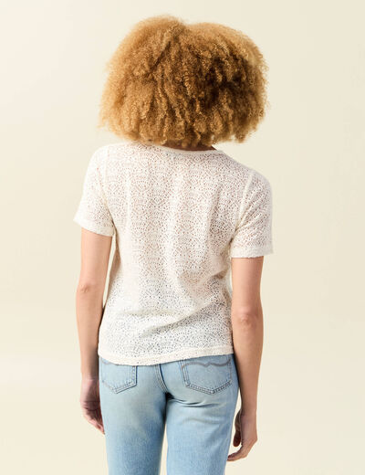 T-shirt manches courtes ivoire femme