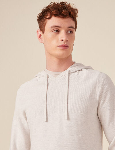 Pull à capuche ecru homme