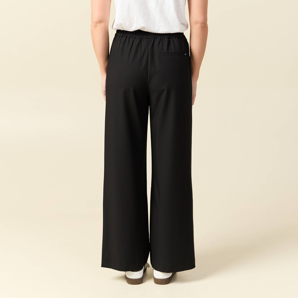 Pantalon taille haute fluide noir femme