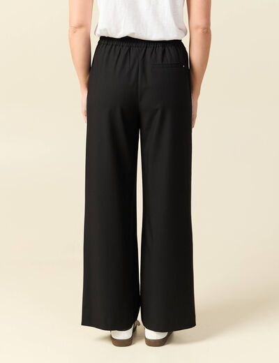 Pantalon taille haute fluide noir femme