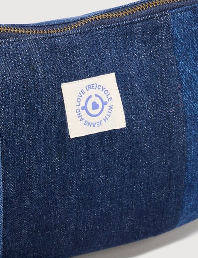 Sac bandouli&egrave;re en coton effet jeans denim brut femme