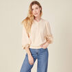 Sweat manches longues col en V creme femme