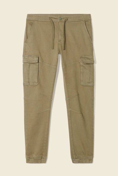 Pantalon battle bas resserré vert kaki homme
