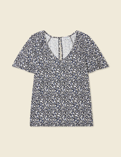 T-shirt manches courtes bleu femme
