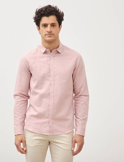 Chemise manches longues rose pastel homme
