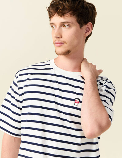 T-shirt oversize brodé en coton blanc homme
