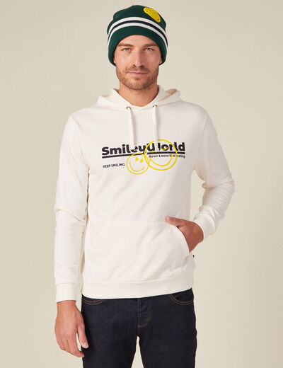 Sweat à capuche SmileyWorld ecru homme
