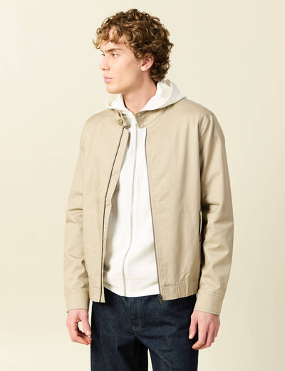 Blouson col montant manches longues beige homme