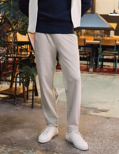 Pantalon jogger élastiqué beige homme