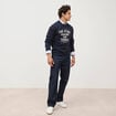 Sweat droit col rond en coton bleu marine homme