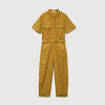 Combinaison salopette col am&eacute;ricain vert olive femme